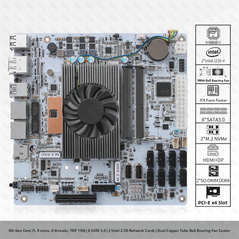 I5-8265U ES NAS Motherboard 8  - Nas Motherboard 8 Sata Mini Itx ulasan dan harga